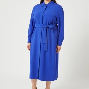 Marina Rinaldi Triacetate Cady Dress Blue Size 18 ALTERED (Sleeves Shortened)
